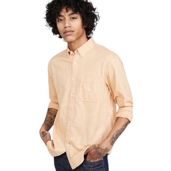 Club Monaco Yellow 100% Linen Slim Fit Shirt - Picture 3 of 8